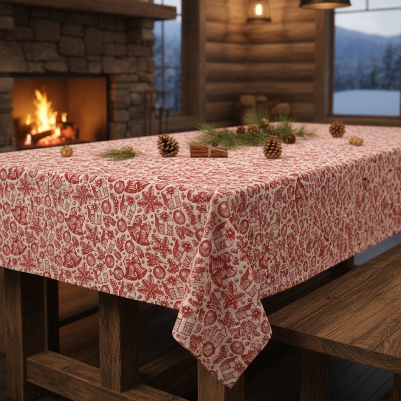 Tovaglia natalizia collezione Skadi, linea norrena con accessori ambiente natale Tovaglia natalizia collezione Skadi, linea norrena con accessori ambiente natale