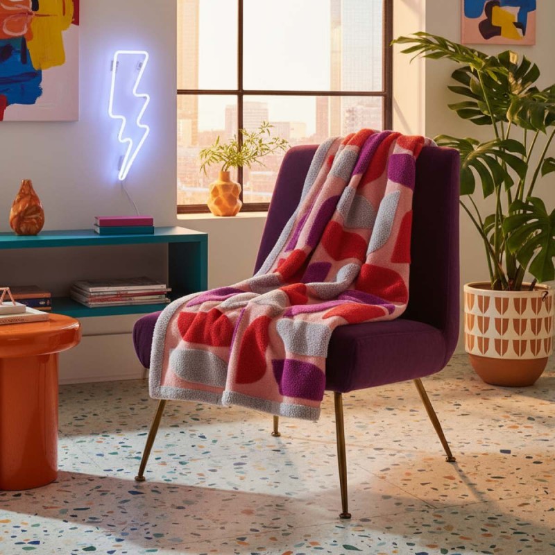 Design POP ispirato a Kallithea Plaid geometrico in lanacotta close-up