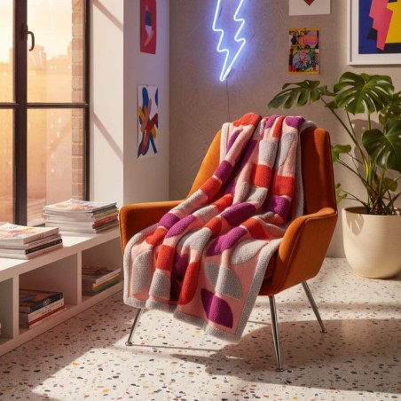 Design POP ispirato a Kallithea Plaid geometrico in lanacotta ambientato