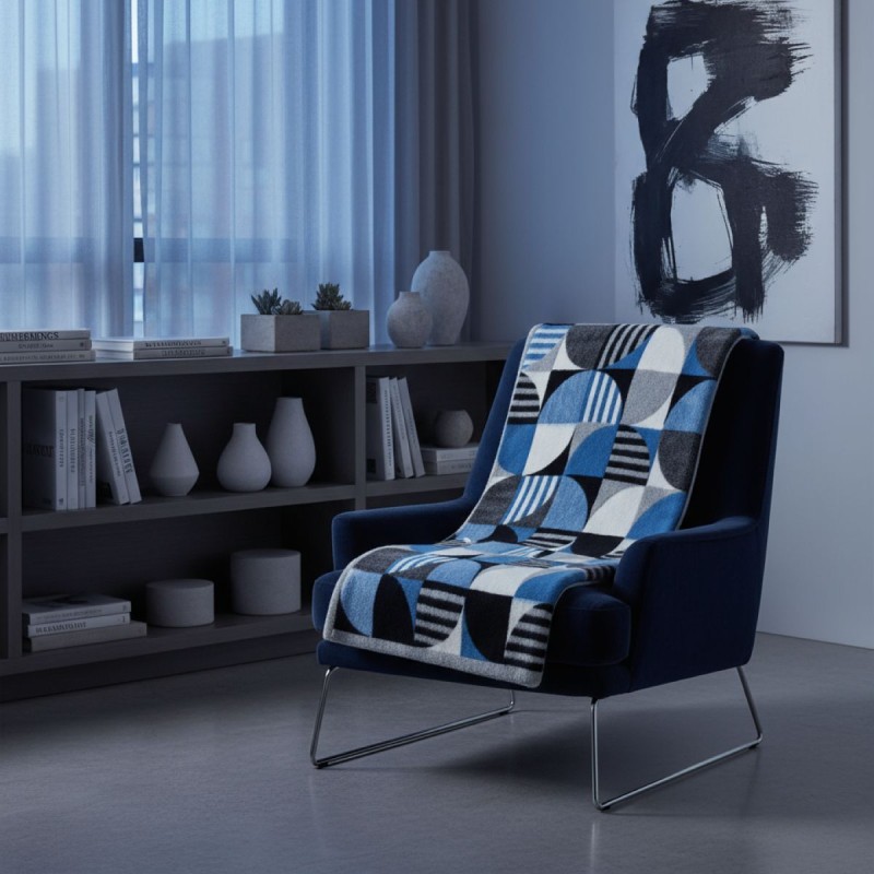 Pitagora - Plaid geometrico in lanacotta Fatto a mano in Italia lemoirehome