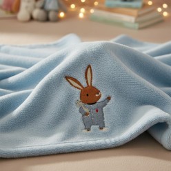Coniglietto bimbo in pigiama - Plaid in pelliccetta con ricamo
