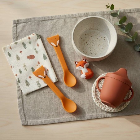 Posate per bambini collezione volpe in silicone 2 pezzi - Mr. Fox