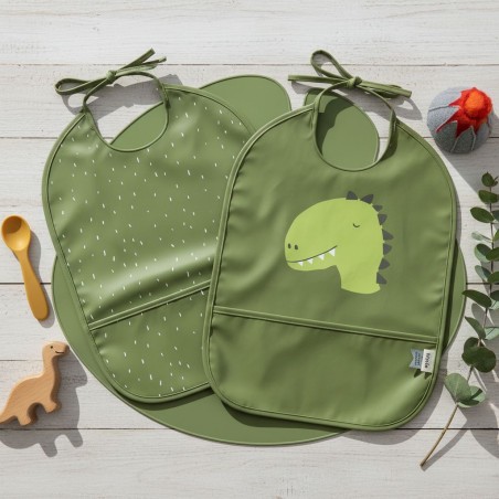 Bavaglino Mr.Dino in silicone per bimbi in pack di 2 per la pappa catalogo lemoirehome