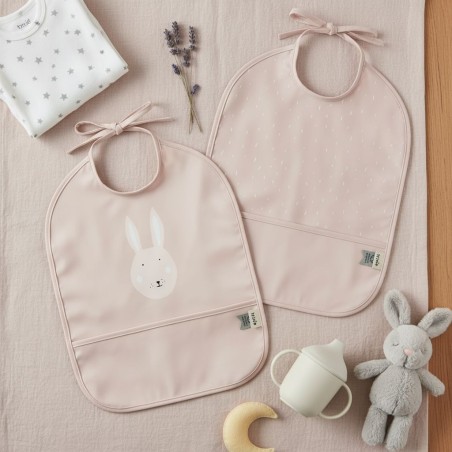 Mr. Rabbit - Set 2 bavaglini in silicone con coniglietto pratici e irresistibili