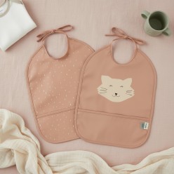 Pack 2 Bavaglini Silicone per Bambini con Mrs Cat, il Gattino Dolce