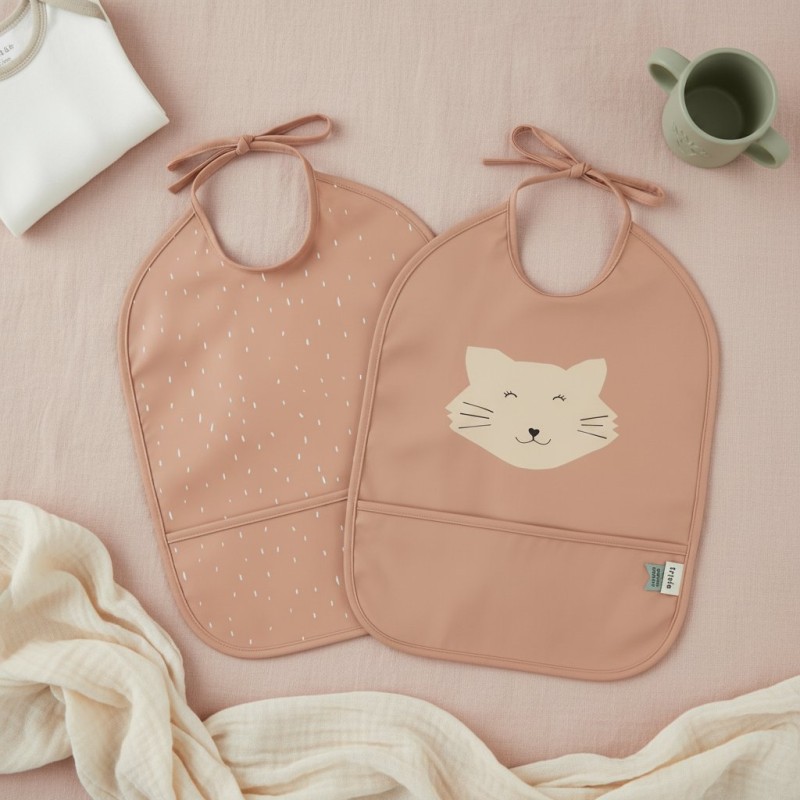 Pack 2 Bavaglini Silicone per Bambini con Mrs Cat, il Gattino Dolce
