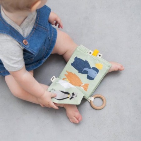 Libricino in tessuto per bebè con animali vivaci e stimolanti