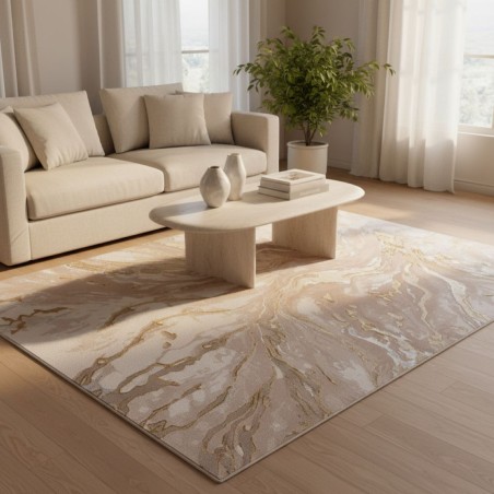 Tappeto L'Oca Nera 160x230 Beige Oro Moderno Chic Le Moire Home