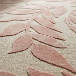 Tappeto in Lana Motivo Floreale a Rilievo Rosa Cipria L'Oca Nera 160x230 cm