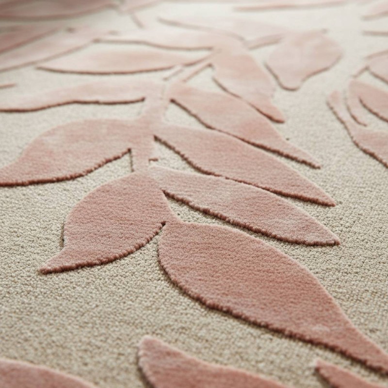 Tappeto L'Oca Nera 160x230 Lana e Viscosa Rosa Cipria Floreale Rilievo LEMOIRE HOME