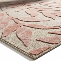 Tappeto in Lana Motivo Floreale a Rilievo Rosa Cipria L'Oca Nera 160x230 cm