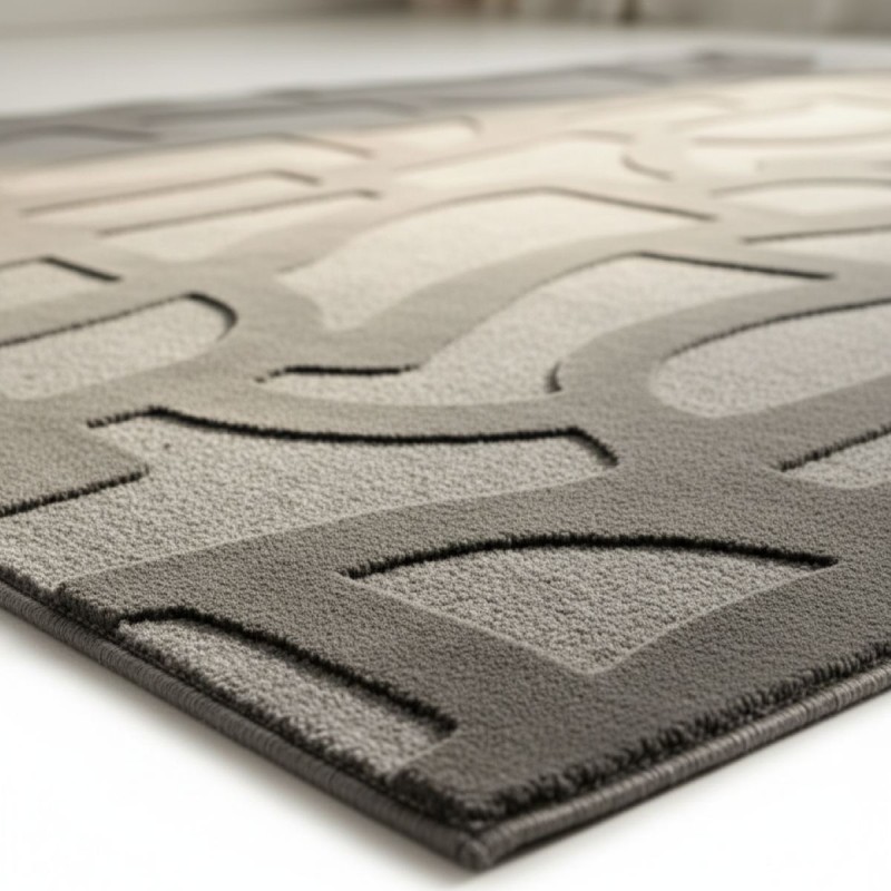 Dettaglio Trama Geometrica a Rilievo 3D Tappeto Poliestere Antimacchia L'Oca Nera