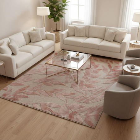 Tappeto in Lana Motivo Floreale a Rilievo Rosa Cipria L'Oca Nera 160x230 cm lemoire home