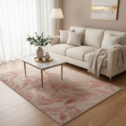 Tappeto in Lana Motivo Floreale a Rilievo Rosa Cipria L'Oca Nera 160x230 cm
