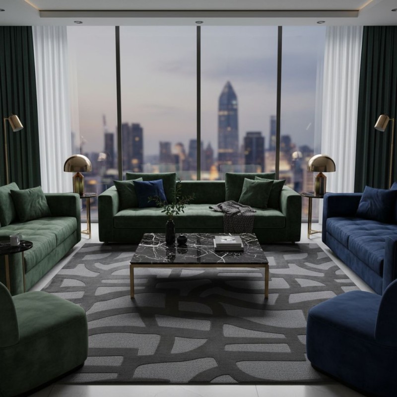 Tappeto Moderno "Intreccio" L'Oca Nera Tono su Tono | Design 3D Marrone e Grigio lemoire home