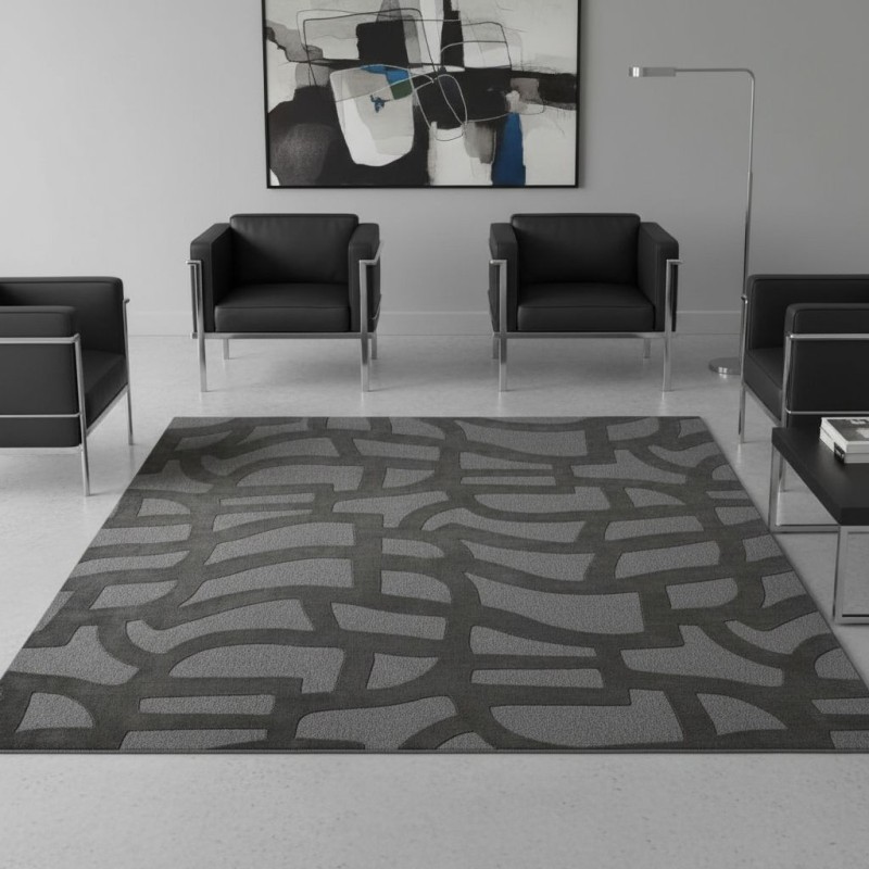 Tappeto Moderno "Intreccio" L'Oca Nera Tono su Tono | Design 3D Marrone e Grigio studio