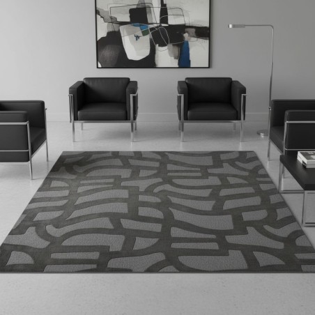 Tappeto Moderno "Intreccio" L'Oca Nera Tono su Tono | Design 3D Marrone e Grigio studio