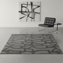 Tappeto Moderno "Intreccio" L'Oca Nera Tono su Tono | Design 3D Marrone e Grigio