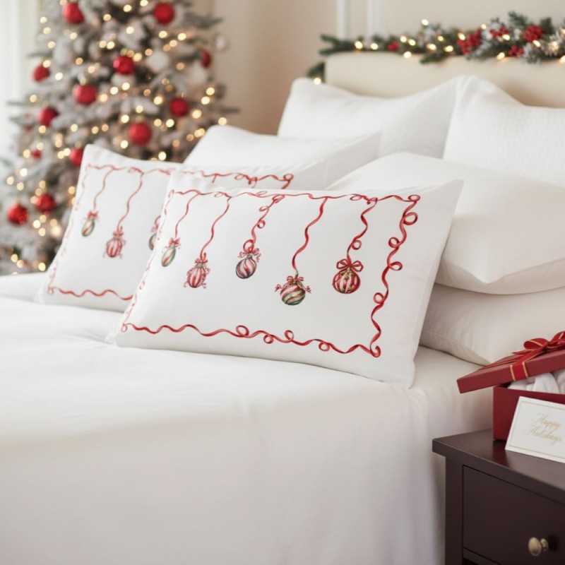 Federe Raso Puro Cotone 200TC Morbidezza Tessitura Randi Biancheria da Letto Natale Federe Raso Puro Cotone 200TC Morbidezza Tessitura Randi Biancheria da Letto Natale