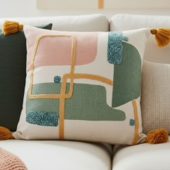 Cuscino Decorativo Astratto Moderno Lemoire Home - Ricami a Rilievo e Tassels