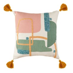 Cuscino Decorativo Astratto Moderno Lemoire Home - Ricami a Rilievo e Tassels