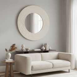 Specchiera bianca di Design tondo e Materico Ø100 - Collezione Narciso