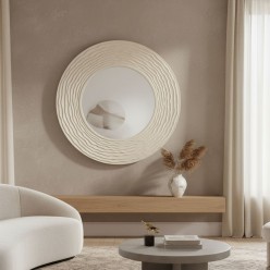 Specchiera bianca di Design tondo e Materico Ø100 - Collezione Narciso