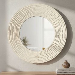 Specchiera bianca di Design tondo e Materico Ø100 - Collezione Narciso