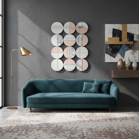 Specchiera Mosaico Modulare 60x80 Lemoire Home | Inserti Marmo e Rame Rosato