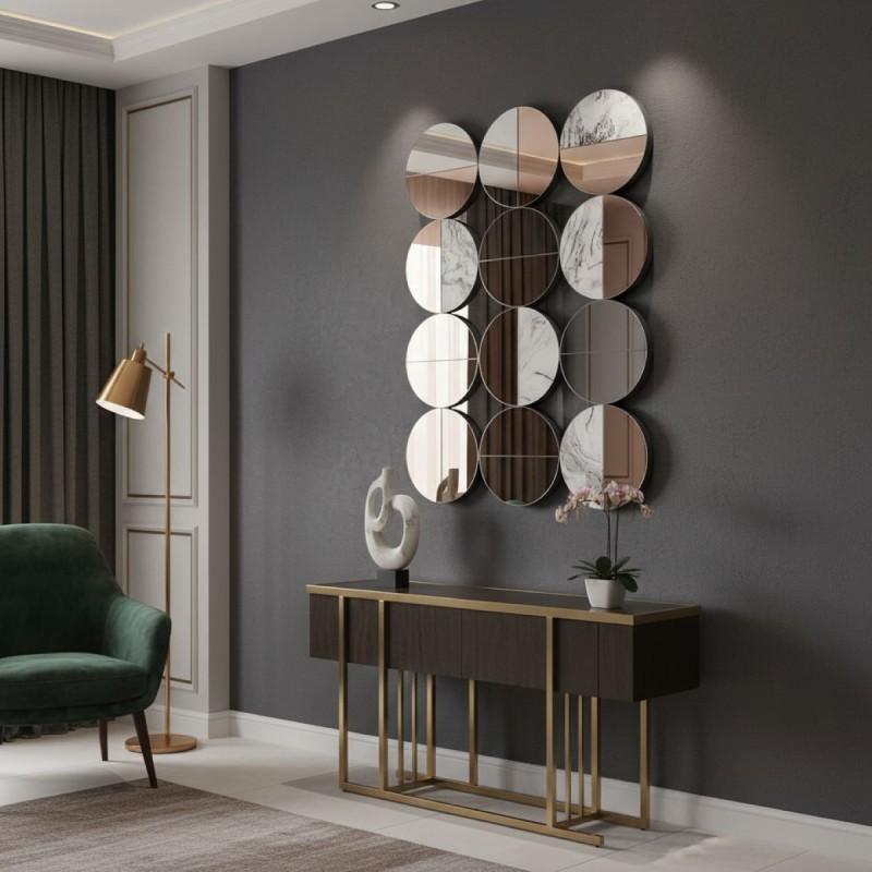 Dettaglio Vetro Decorato Effetto Marmo e Rame | Composizione Mosaico Tondo Dettaglio Vetro Decorato Effetto Marmo e Rame | Composizione Mosaico Tondo