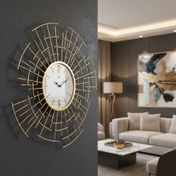 Orologio da Parete Helios in Metallo Dorato Ø67 | Design Astratto