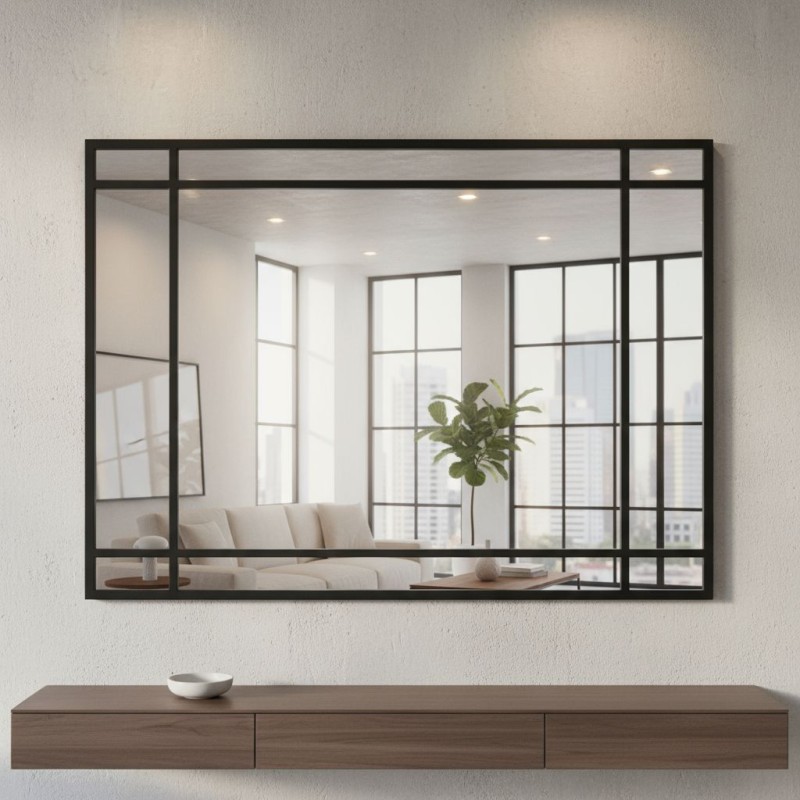 Specchiera Rettangolare Design Urban in Metallo Nero - Lemoire Home Specchiera Rettangolare Design Urban in Metallo Nero - Lemoire Home