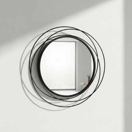 Specchiera Rotonda Lemoire Home Design Orbitale in Metallo Nero Ø80