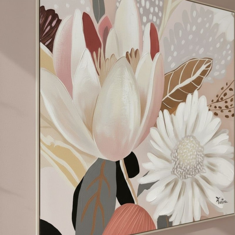 dettaglio fiori e nuance rosa cipria quadro 100x100
