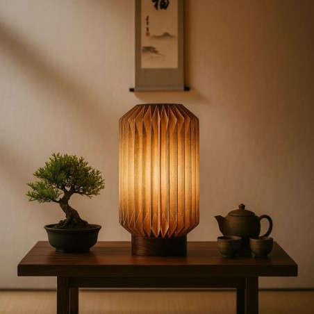 Lampada Lanterna in lino e legno