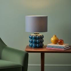 Lampada Blu in Ceramica con Dettagli in Rilievo