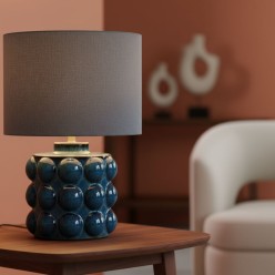 Lampada da Tavolo in Ceramica con Dettagli in Rilievo
