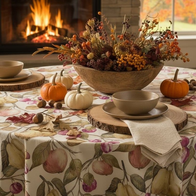 Tovaglia Persefone in Panama di Cotone con Frutta Lemoire Home