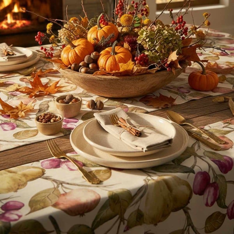Tovaglia Persefone in Panama di Cotone con Frutta Lemoire Home dettaglio