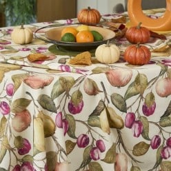 Tovaglia Persefone autunnale in Panama di Cotone con Frutta Lemoire Home