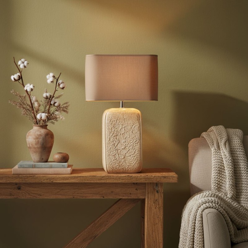 Lampada in Ceramica Materica con Rilievo Naturale