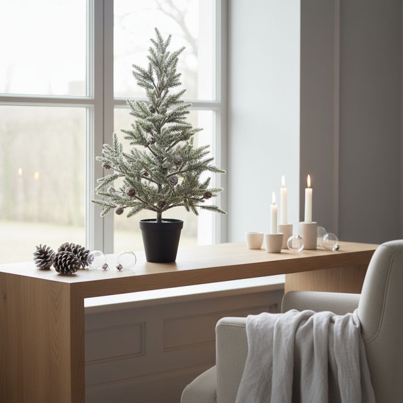 Albero di Natale Pino Innevato EDG H 56 cm su consolle Albero di Natale Pino Innevato EDG H 56 cm su consolle