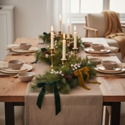 Festone Pino con Pigne EDG 280 cm lungo tavolo di Natale