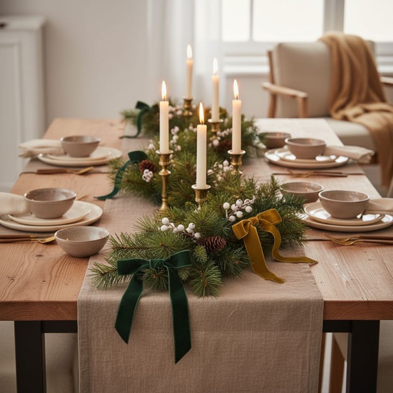 Festone Pino con Pigne EDG 280 cm lungo tavolo di Natale Festone Pino con Pigne EDG 280 cm lungo tavolo di Natale