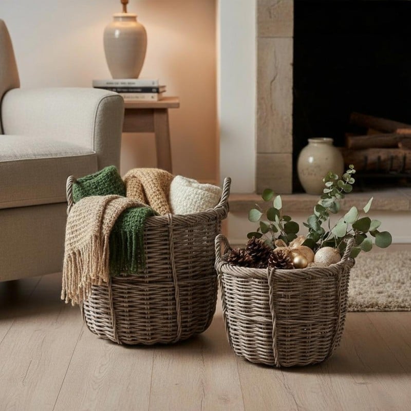 Dettaglio Intreccio Rattan Set 2 Pezzi EDG