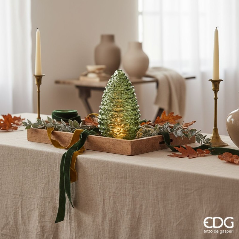 Lampada Decorativa Pigna LED H 22 cm Ambra o Verde EDG Lampada Decorativa Pigna LED H 22 cm Ambra o Verde EDG