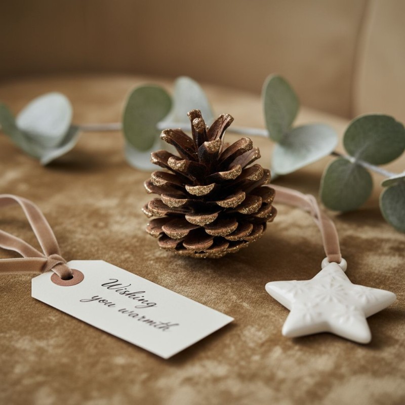 Pigne Decorative con Brillantini Dorati | Confezione Natalizia 48 pz dettaglio Pigne Decorative con Brillantini Dorati | Confezione Natalizia 48 pz dettaglio
