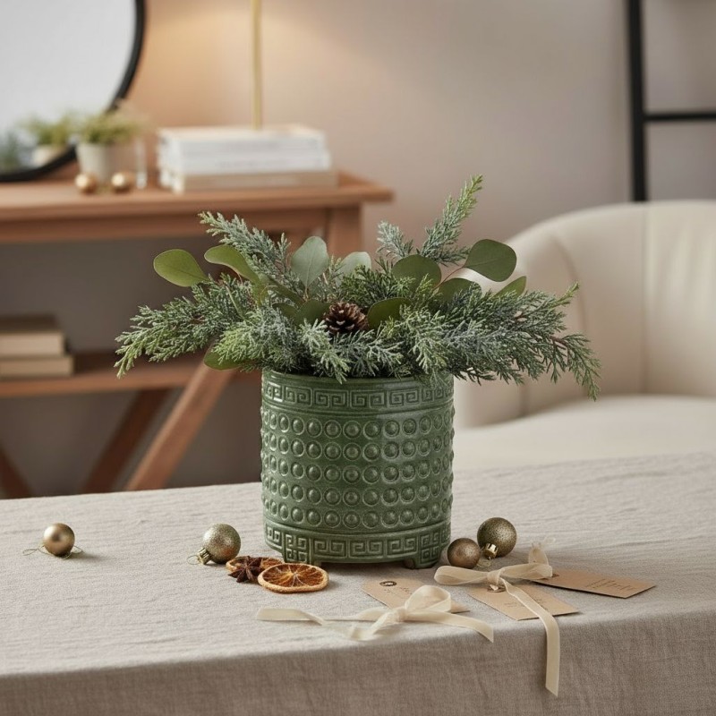 Vaso Decorativo Verde a Rilievo per centrotavola Lemoire Home