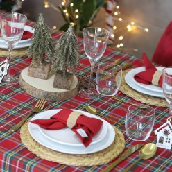 Biancheria da tavola natalizia Tartan Blu - Completo tavola collezione Crono