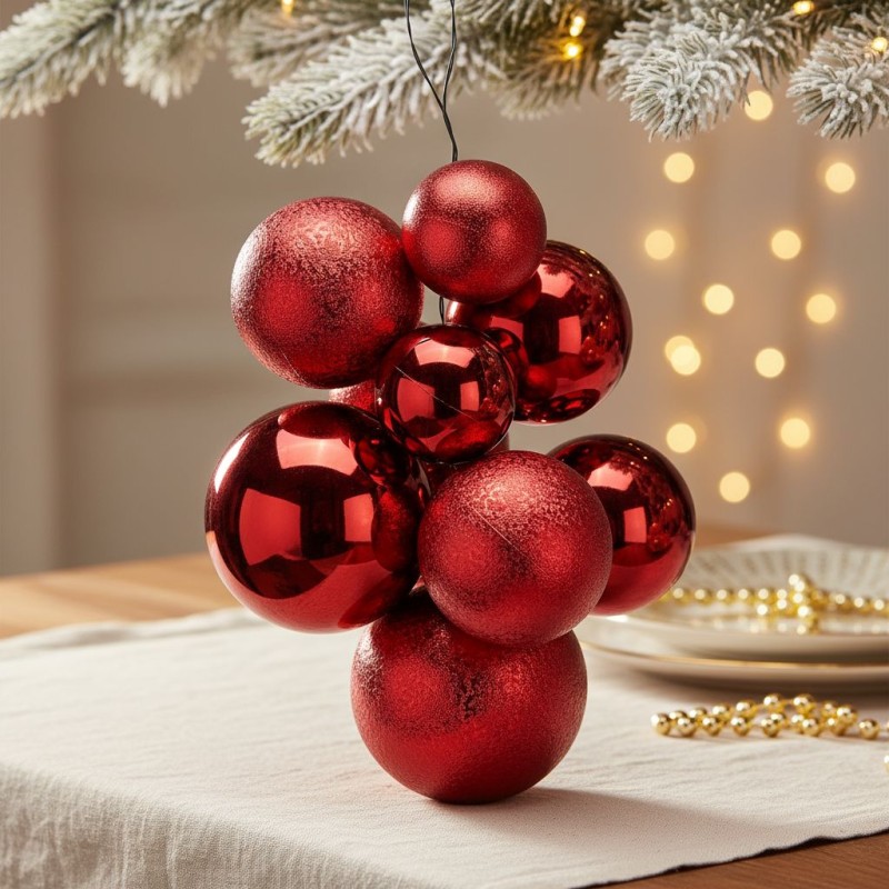 Addobbo Natalizio Grappolo rosso per Albero di Natale
